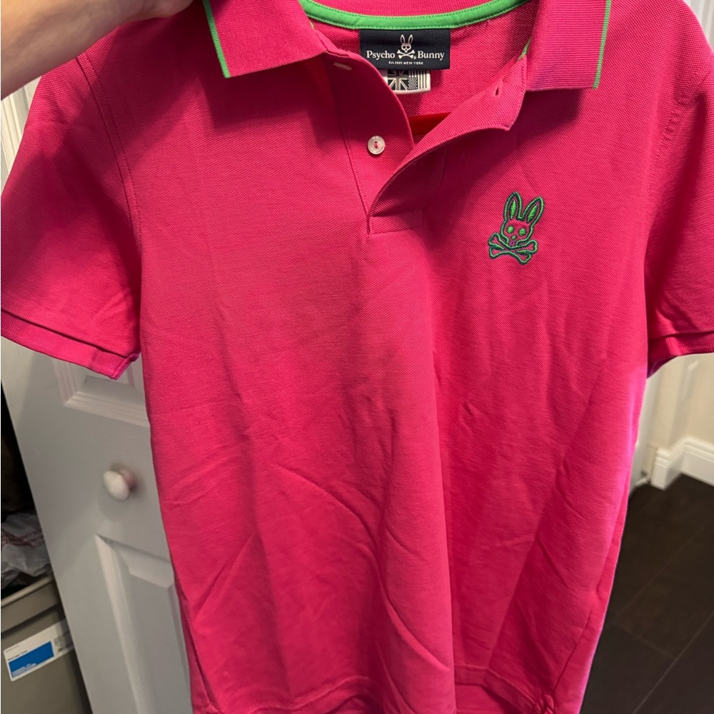 Psycho Bunny Kids Polo Shirt in Pink and Green